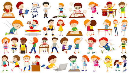 Set of cute kids cartoon character