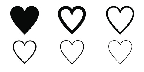 Various Black heart icons vector illustration