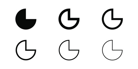 Various  Black Three Quarters of Circle Shape icons vector illustration