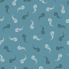 seamless pattern with abstract swirl spring fern sprout 