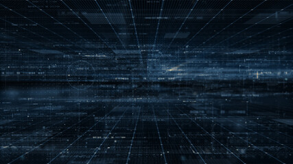 Futuristic digital generated motion abstract matrix cyber environment big data analytic artificial intelligent simulation for digital background