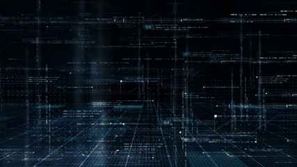 Futuristic digital generated motion abstract matrix cyber environment big data analytic artificial intelligent simulation for digital background