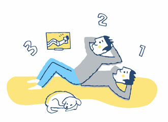 オンラインで運動する男性
