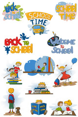 Cartoon color school clip art set
