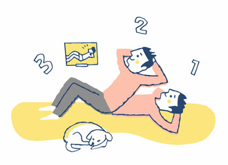 オンラインで運動する男性
