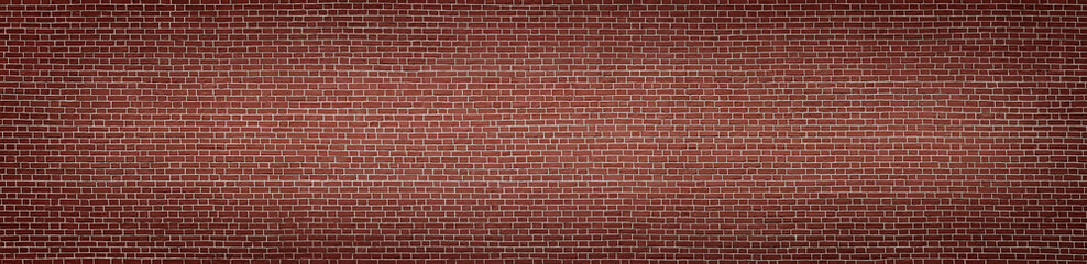 Fototapeta na wymiar Red Brick Wall background, wide panorama of old solid masonry