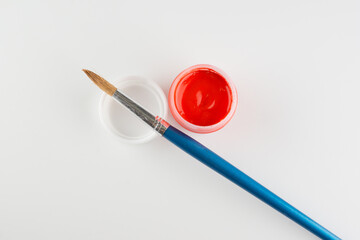 Fototapeta na wymiar jars of colored paint for creativity