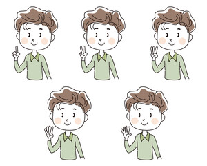 ハンドジェスチャー数字セット・12345（男性）