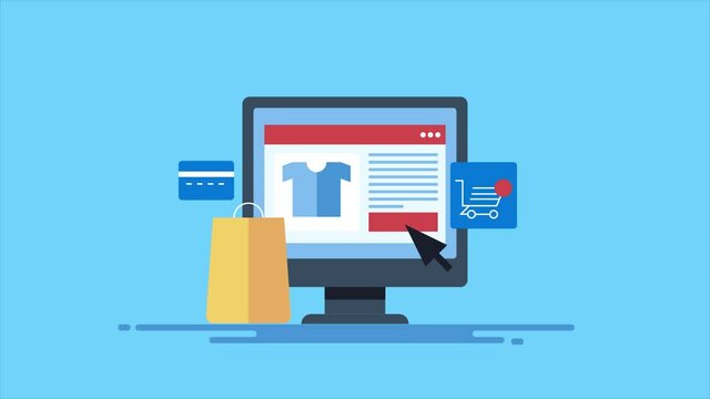 Shopping and paying safely online, secured ecommerce with ssl encryption, customer payment information safety, credit card data protection, payment security concept. 2d animation, 4k video clip.