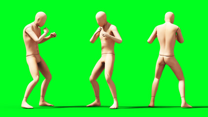 Dummy, mannequin isolate on green screen. 3d rendering.