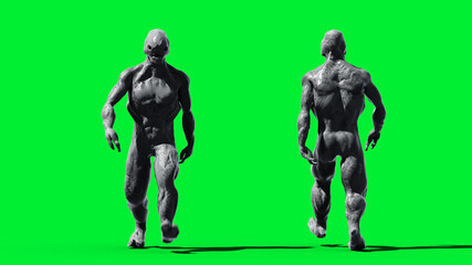 Scary monster isolate on green screen. 3d rendering.