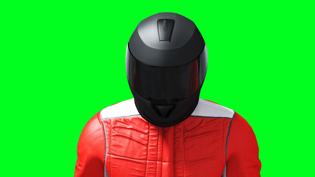 Driver, Racer Isolate On Green Screen. 3d Rendering.