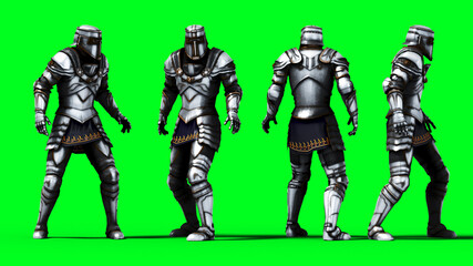 Knight isolate on green screen. Realistic 3d rendering.
