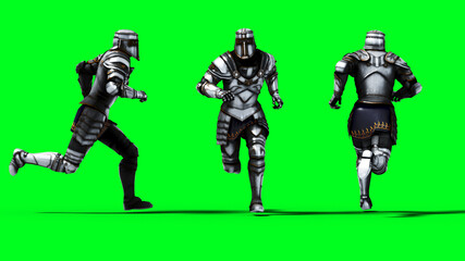 Knight isolate on green screen. Realistic 3d rendering.
