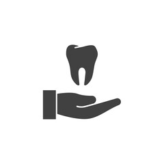 Hand holding tooth icon. Dentist symbol modern, simple, vector, icon for website design, mobile app, ui. Vector Illustration