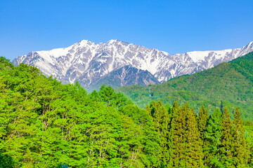 青木湖周辺の山から北アルプスを望む、長野県大町市にて