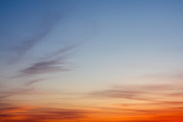 Blue Sky Photo View Background. Red and blue sky at sunset
