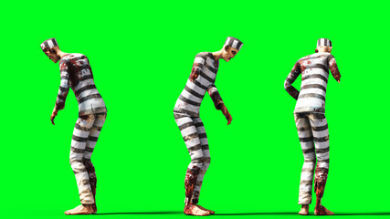 Zombie green screen isolate. Realistic 3d rendering.