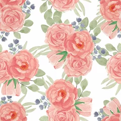 Rolgordijnen Aquarel roos bloemen naadloze patroon illustratie © elsabenaa