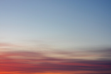 Naklejka na ściany i meble Blue Sky Photo View Background. Red and blue sky at sunset
