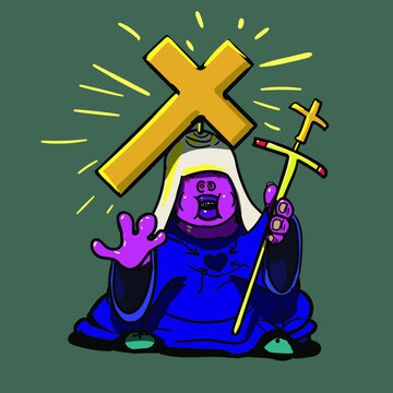 vector illustration of a cartoon priest