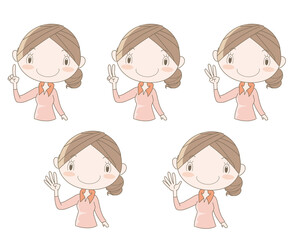 ハンドジェスチャー数字セット・12345（女性）