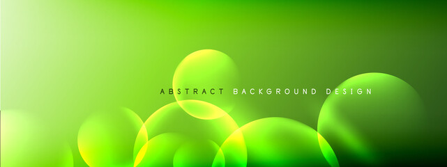 Vector abstract background liquid bubble circles on fluid gradient with shadows and light effects. Shiny design templates for text