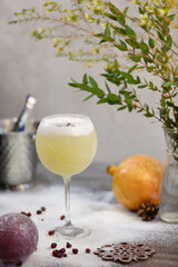Daiquiri cocktail sprinkled with sugar and granate stones