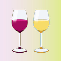 赤ワインと白ワイン　グラス