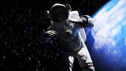 Fototapeta premium dead astronaut in outer space. Cadaver. 3d rendering.