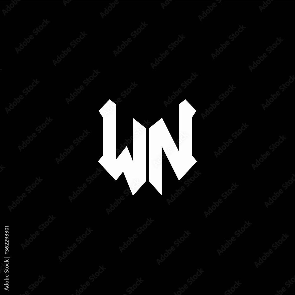 Wall mural wn logo monogram with shield shape design template