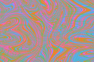 Colourful psychedelic background made of interweaving curved shapes. liquid splash as Illustration.
