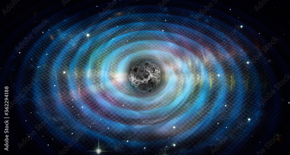 Sticker influence of gravity. distorted space. dark enegry mesh. elements of this image furnished by nasa na