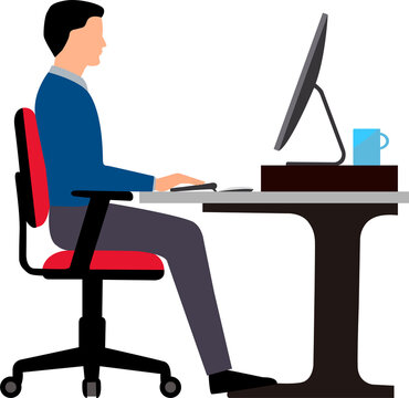 Work from home concept vector.Businessman working on computer. vector 