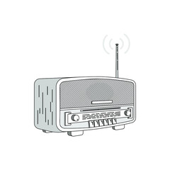 Vector sketch illustration of retro radio receiver. Perfect for infographic, web design and prints