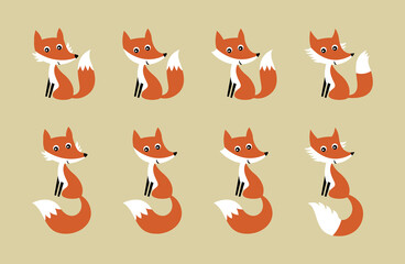 cute happy fox vector  illustration