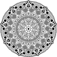 graphic illustration of mandala vector shape. perfect for tattoo, decoration, wedding, henna, coloring book page, etc.
