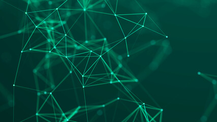 Abstract space with dots and lines. Network structure. Background concept for your design. 3d rendering.