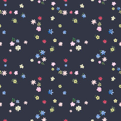 Fototapeta na wymiar Beautiful vector seamless floral pattern with watercolor gentle summer colorful flowers. Stock illustration.