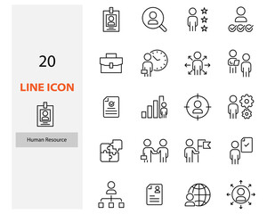 set of job hunting line icons, job search, job interview
