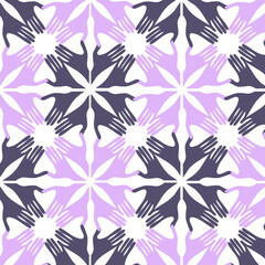 
Pattern of hands that are folded in the shape of a heart. The palms of different colors are put together in squares. The concept of unity of peoples and races.