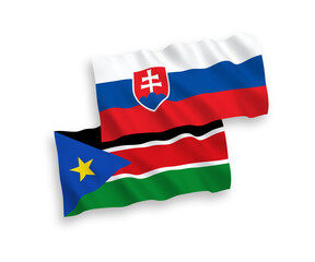 Flags of Slovakia and Republic of South Sudan on a white background