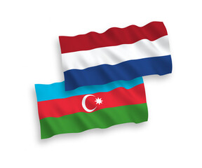 Flags of Azerbaijan and Netherlands on a white background