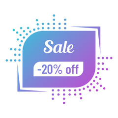 20 percent off sale discount on modern vector shape with color gradients vector illustration. promo advertising discount on color shapes for web, ui, mobile app design and business design
