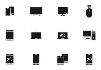 smart devices silhouette vector icons isolated on white. smart devices icon set for web, mobile apps, ui design and print