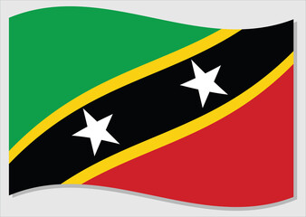 Waving flag of Saint Kitts and Nevis vector graphic. Waving Saint Christopher and Nevis flag illustration. Saint Kitts and Nevis country flag wavin in the wind is a symbol of freedom and independence.
