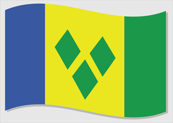 Waving flag of Saint Vincent and the Grenadines vector graphic. Waving Vincentian flag illustration. Saint Vincent and the Grenadines country flag wavin in the wind is a symbol of freedom