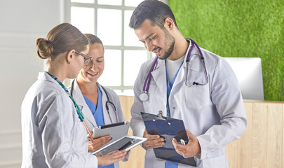 group of medical workers portrait in hospital