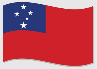 Waving flag of Samoa vector graphic. Waving Samoan flag illustration. Samoa country flag wavin in the wind is a symbol of freedom and independence.
