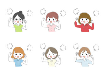 若い女性の表情バリエーション